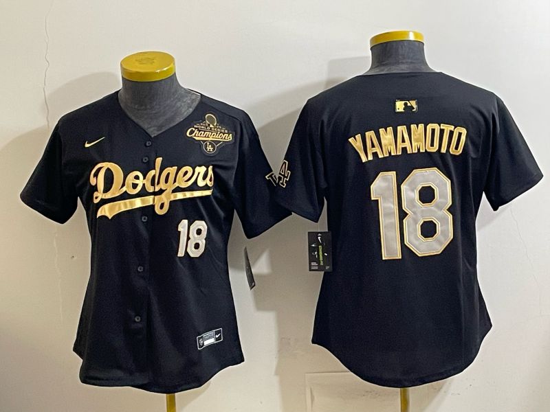 Youth Nike 2026 Los Angeles Dodgers #18 Yamamoto black gold Game MLB Jersey 1214->youth mlb jersey->Youth Jersey
